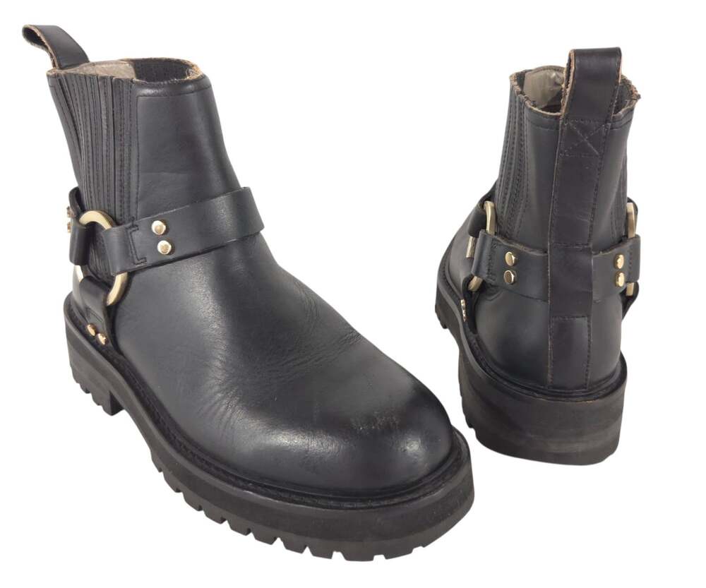 AllSaints Maddie Biker Boots US 10 EU 40 Womens Black Leather $350 - Picture 2 of 13